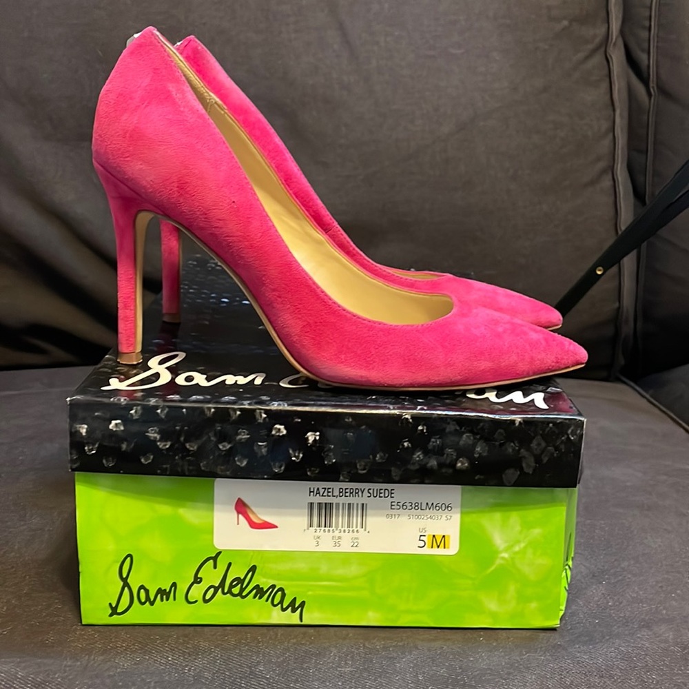 Hot Pink Suede Pumps - Suede Size 5
